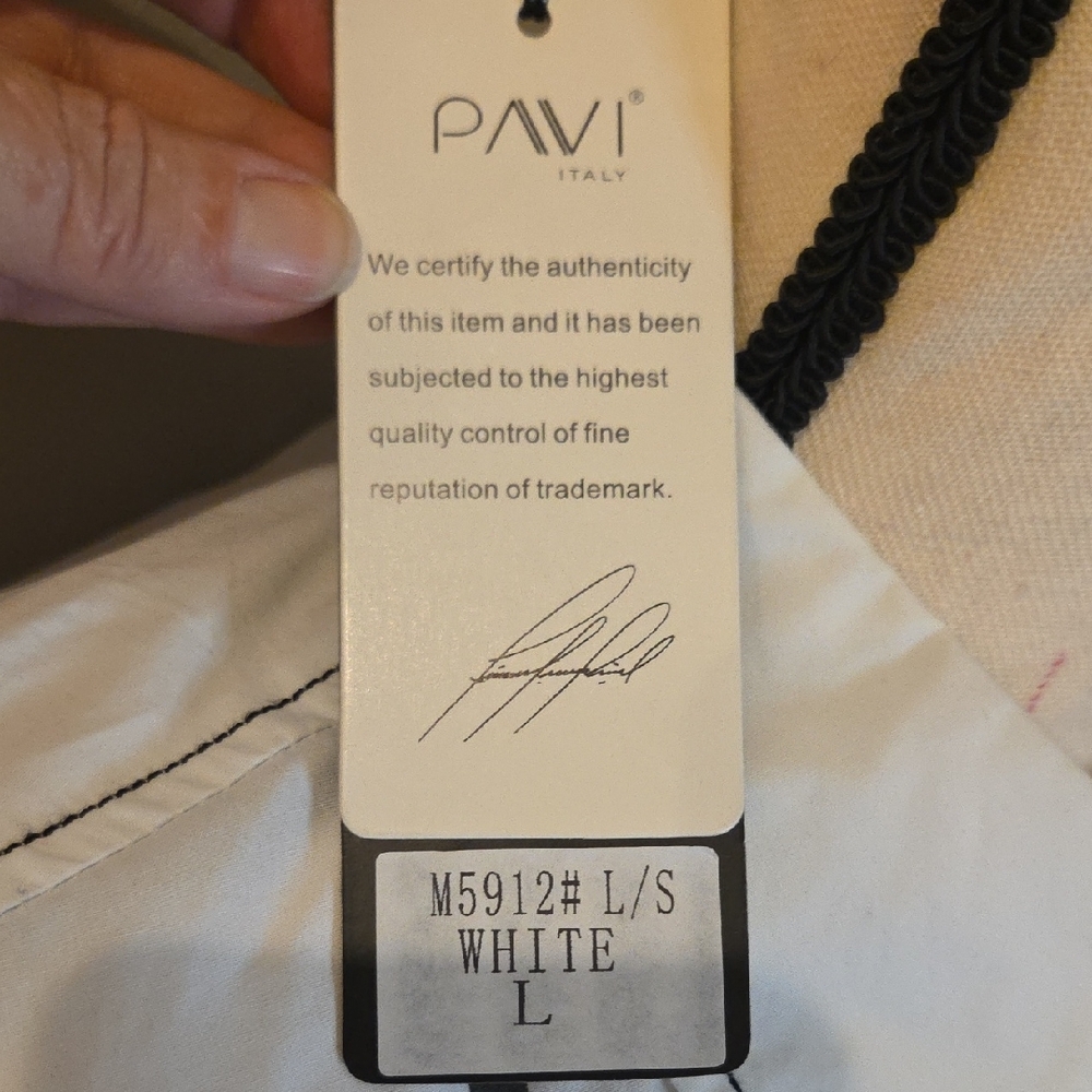 PAVI Men's White Shirt with Black Print/Embroidery/Studs Size Large NWT Western - Picture 4 of 11